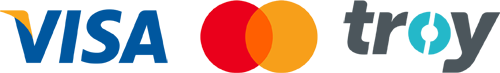 Visa, Mastercard ve Troy ile güvenli ödeme