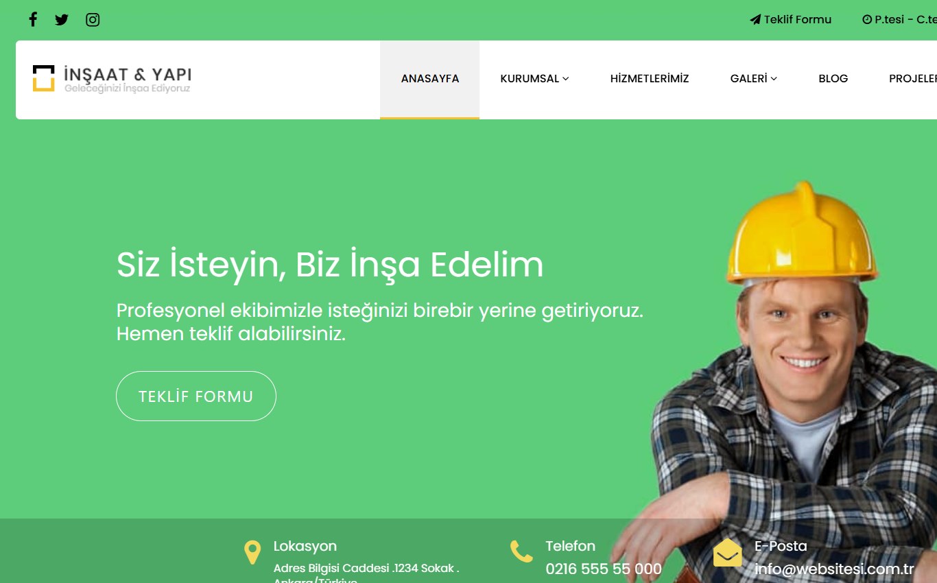 İnşaat & Yapı 2 web tasarım teması