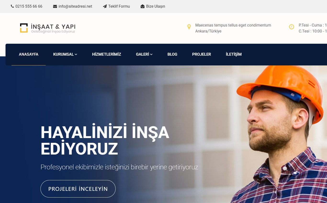 İnşaat & Yapı 3 web tasarım teması