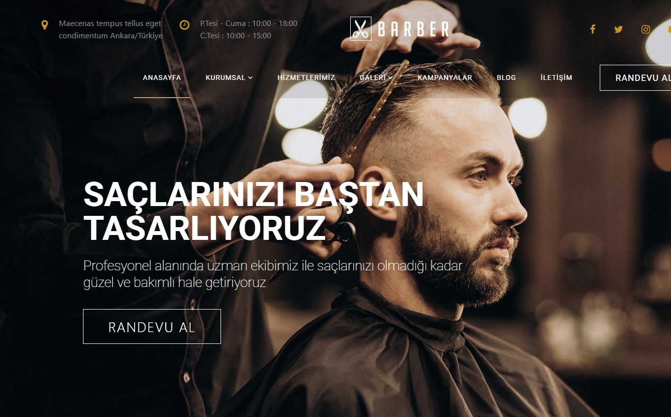 Kuaför & Berber 2 web tasarım teması