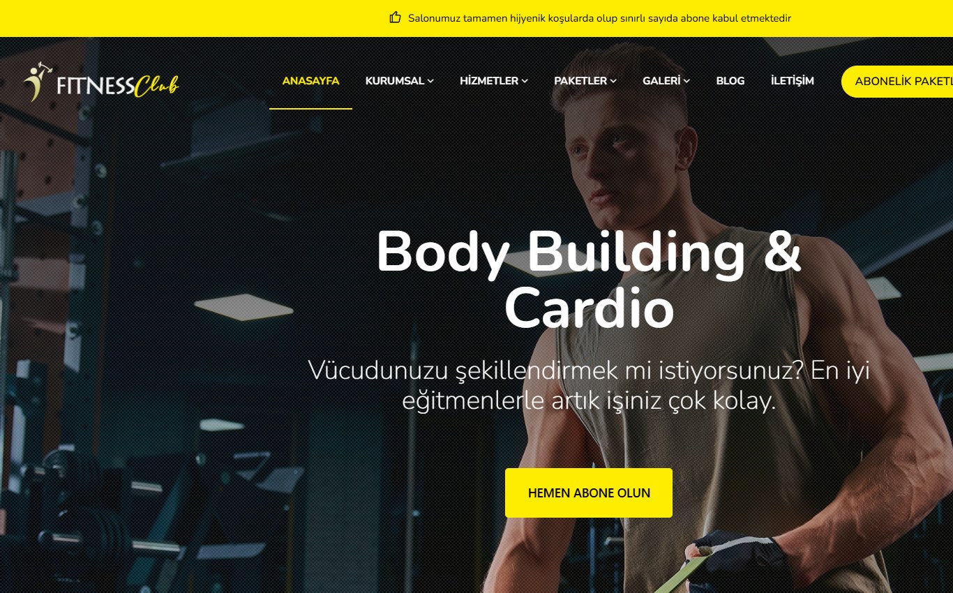 Fitness & Spor Salonu 1 web tasarım teması