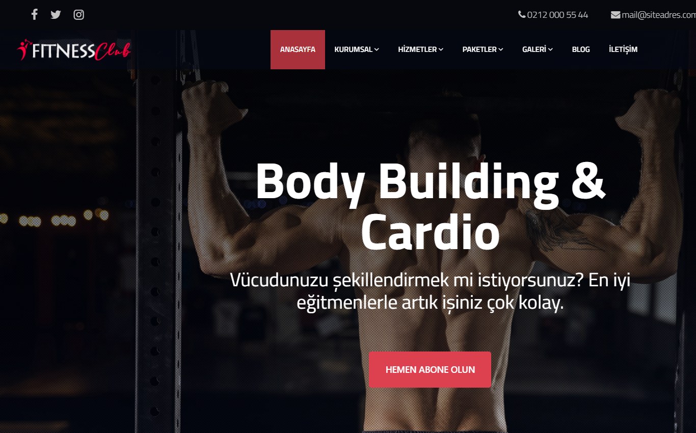 Fitness & Spor Salonu 2 web tasarım teması