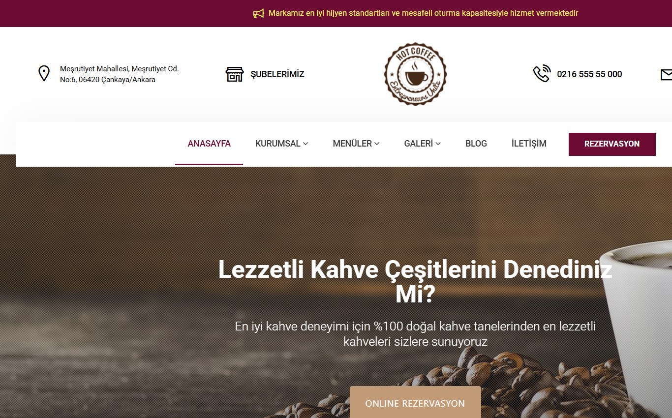 Restoran & Kafe 3 web tasarım teması