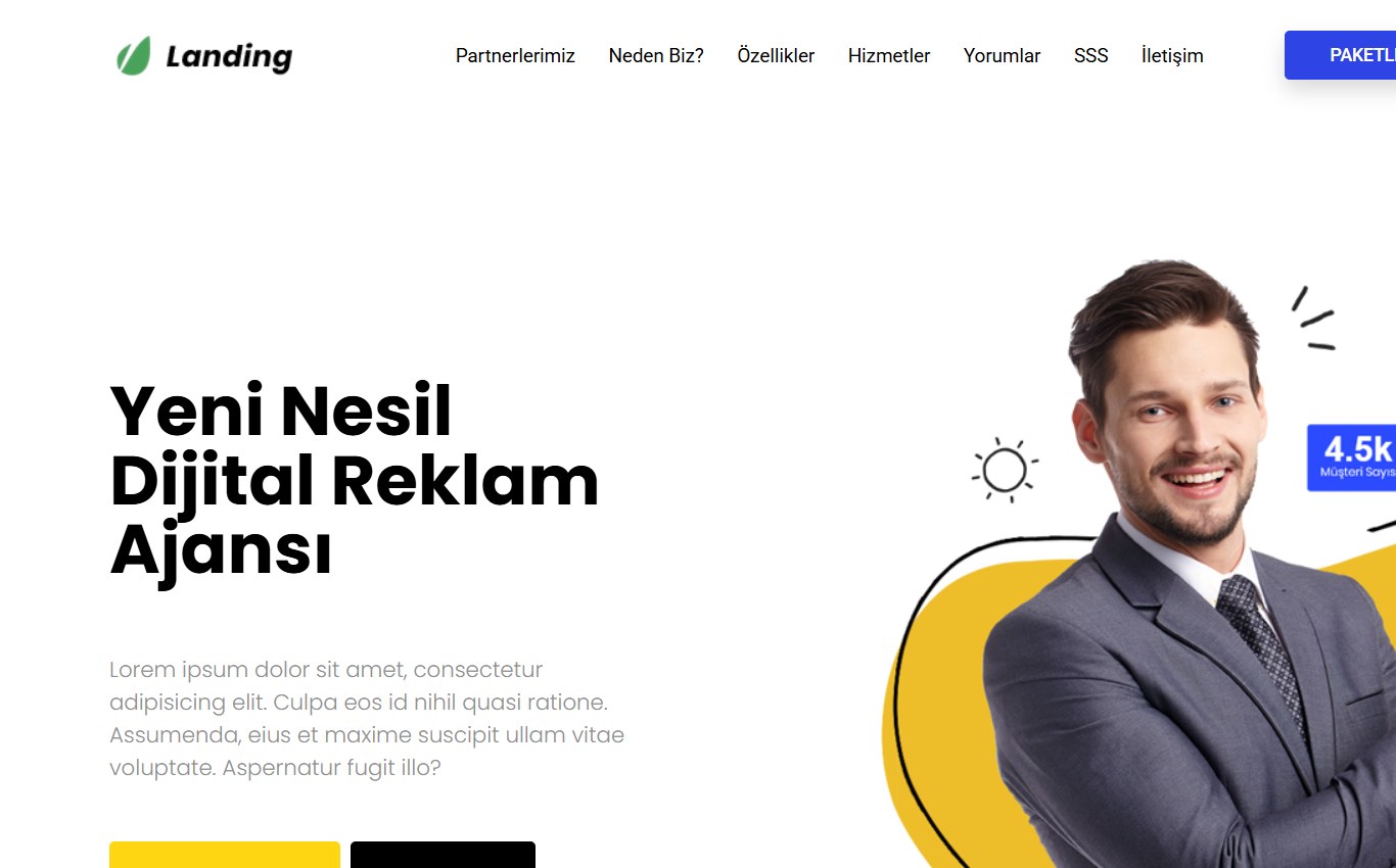 Tek Sayfa & Landing 1 web tasarım teması