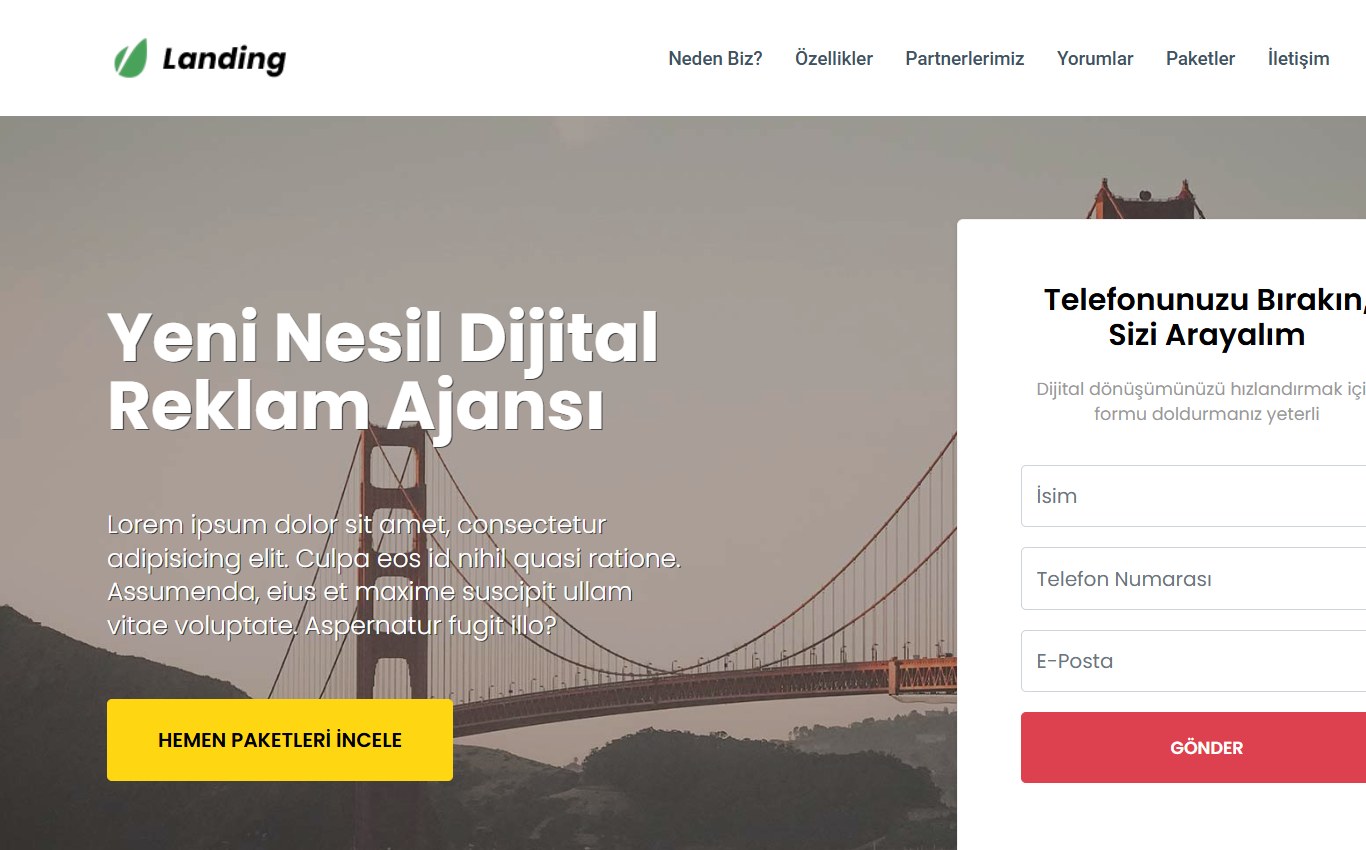 Tek Sayfa & Landing 2 web tasarım teması