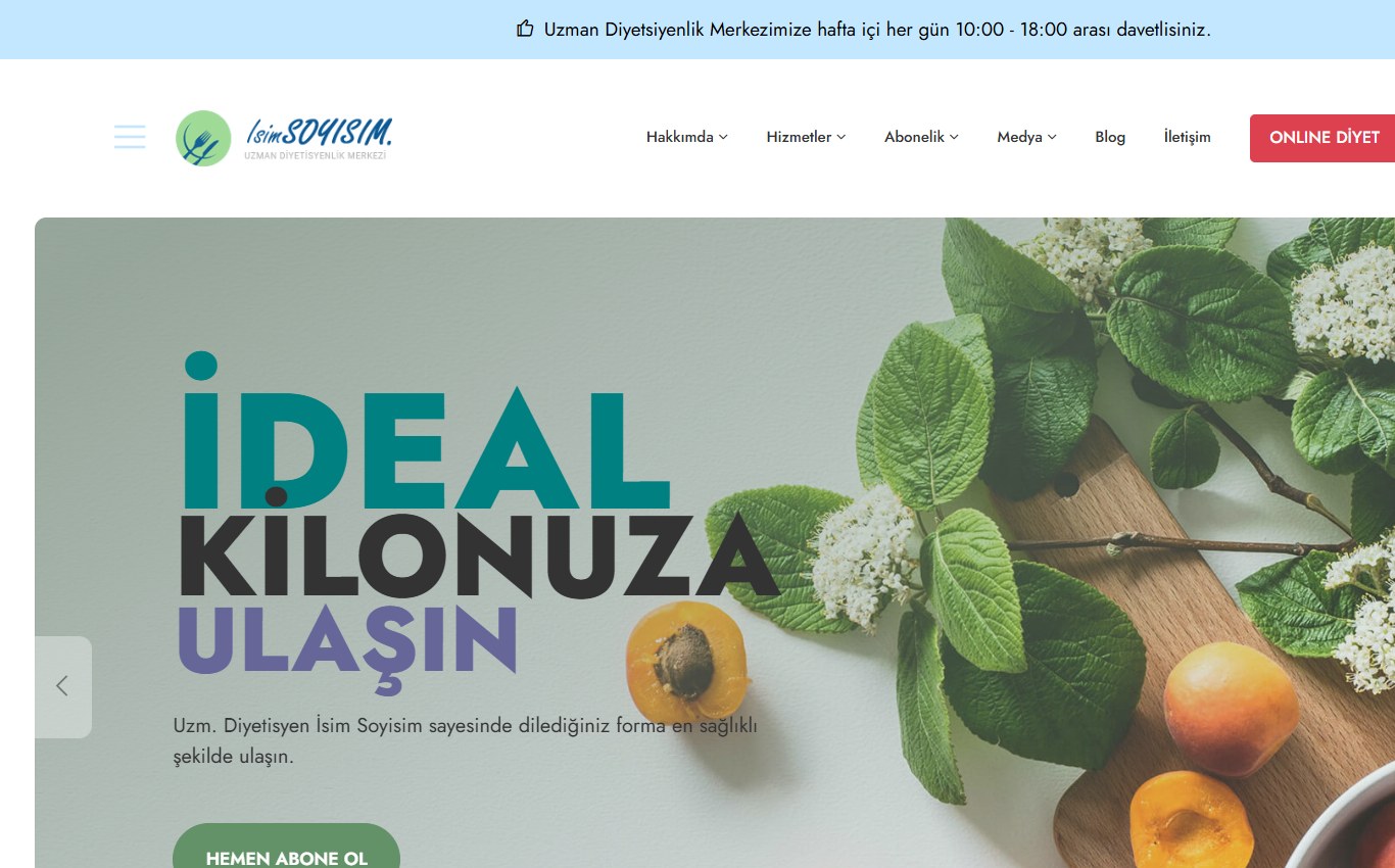 Diyetisyen 2 web tasarım teması