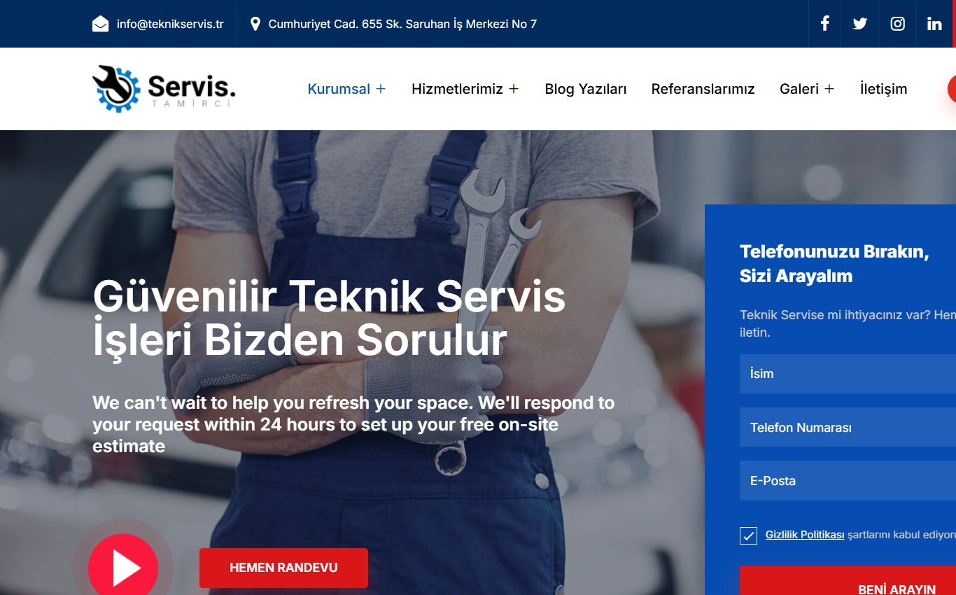 Teknik Servis 1 web tasarım teması