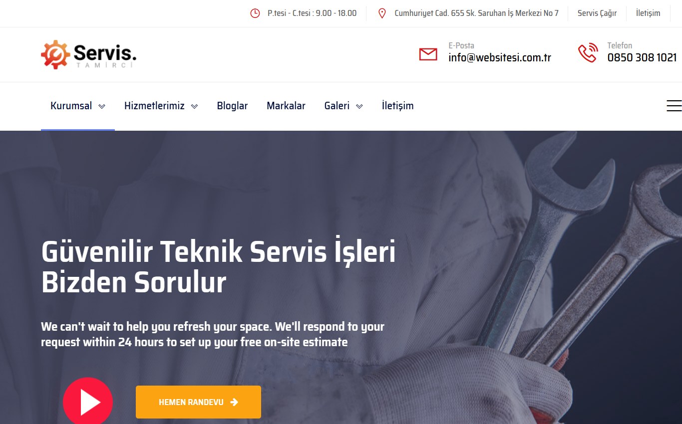 Teknik Servis 4 web tasarım teması