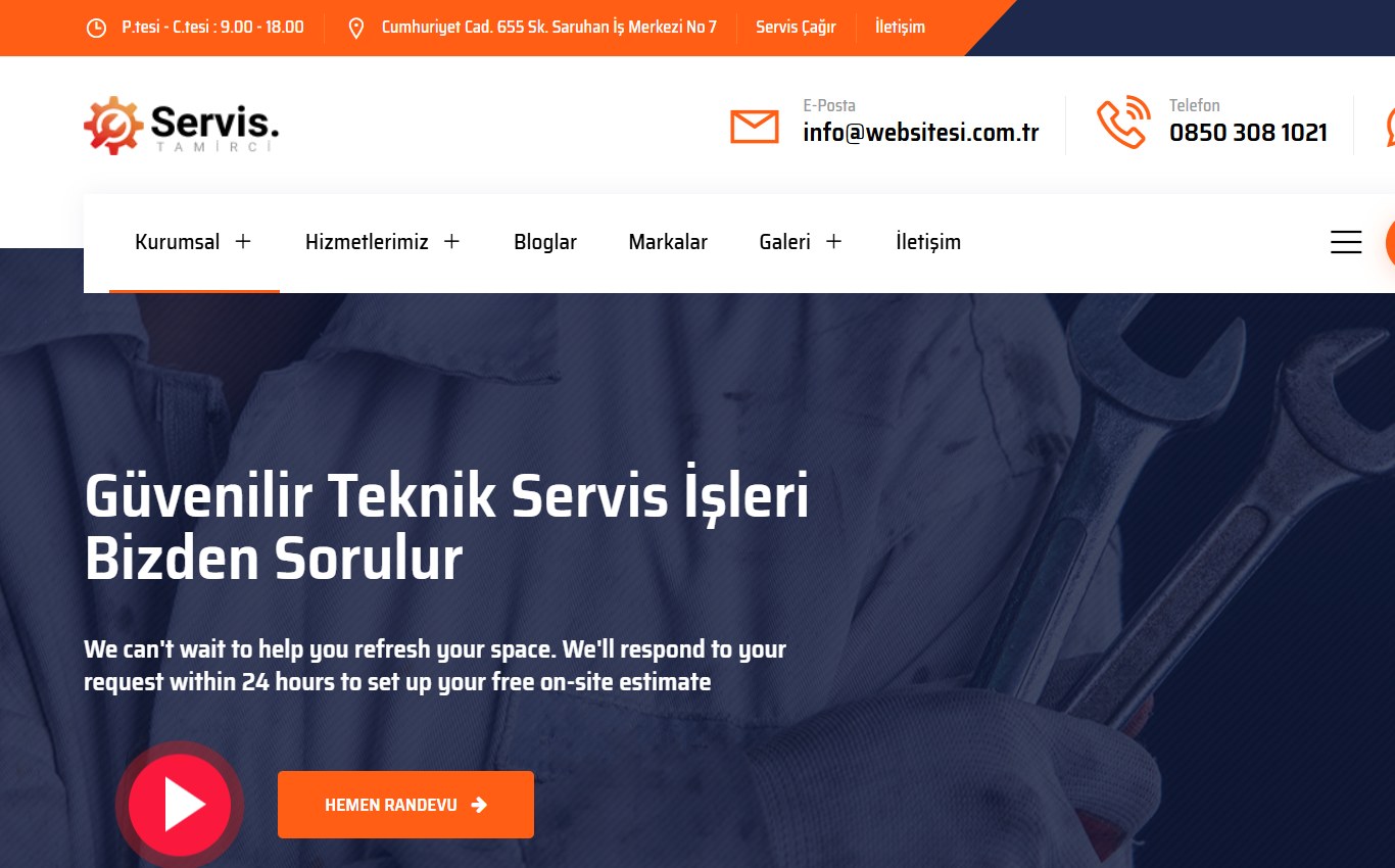 Teknik Servis 5 web tasarım teması
